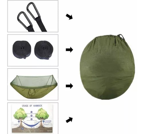 🌲 HAMACA PARA CAMPING CON MALLA MOSQUITERA 🏕️ + ENVIO GRATIS!