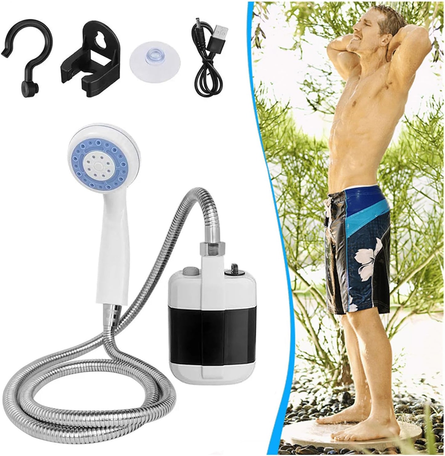 🛀🏼 DUCHA PORTARTIL CON BATERÍA RECARGABLE COMODIDAD SIN ALTOS COSTOS 🔋