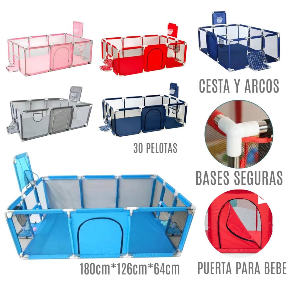 CORRAL EXTRAGRANDE 180 CM CON PUERTA, CESTA Y DOS CANCHAS 👶🏼 +  ENVÍO GRATIS!
