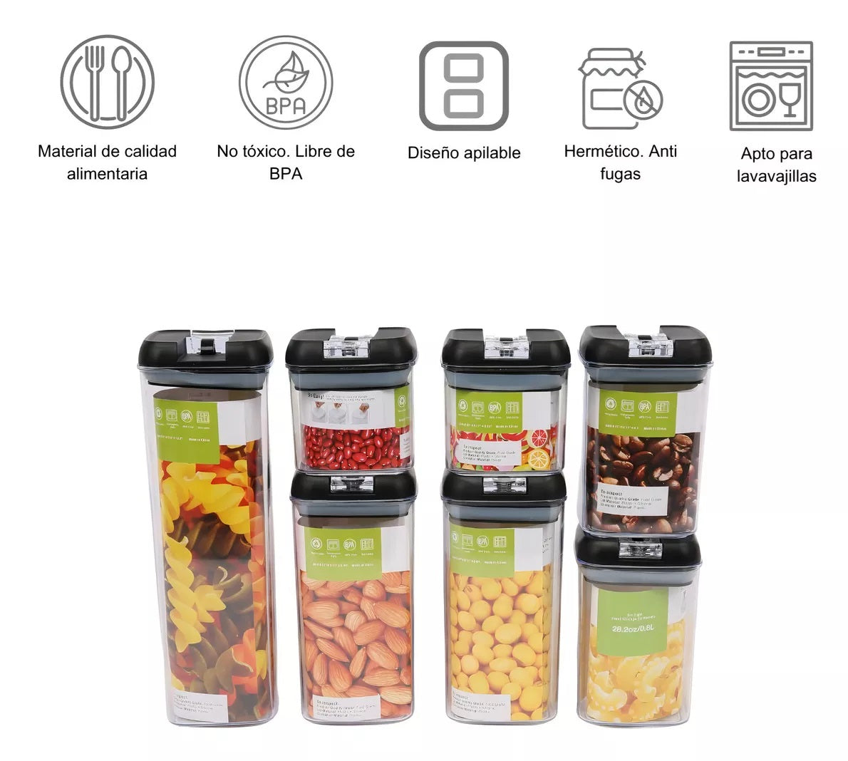 🍳 ORGANIZADORES FRASCOS HERMETICOS DE COCINA X7 🔐
