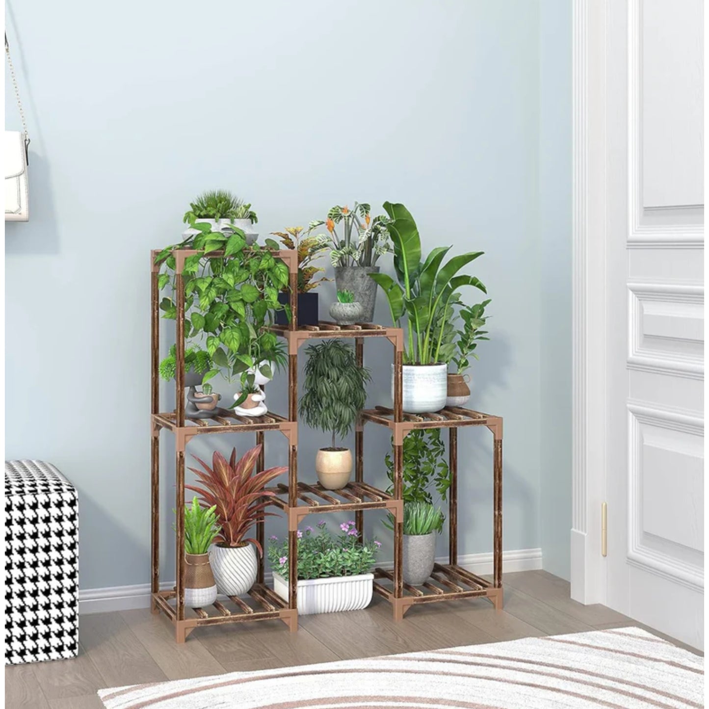 Base para Plantas de Madera con 7 Posiciones | Orden, Estilo y 50% de Descuento