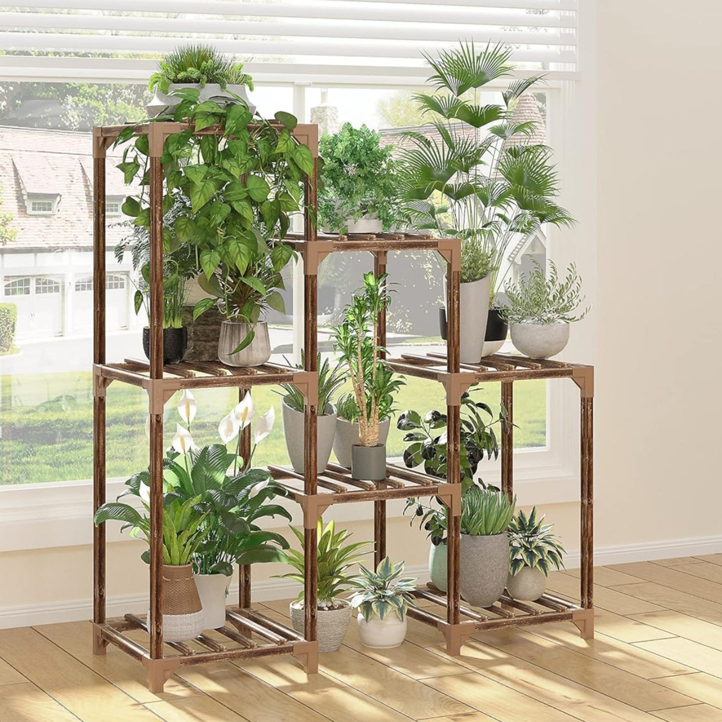 Base para Plantas de Madera con 7 Posiciones | Orden, Estilo y 50% de Descuento