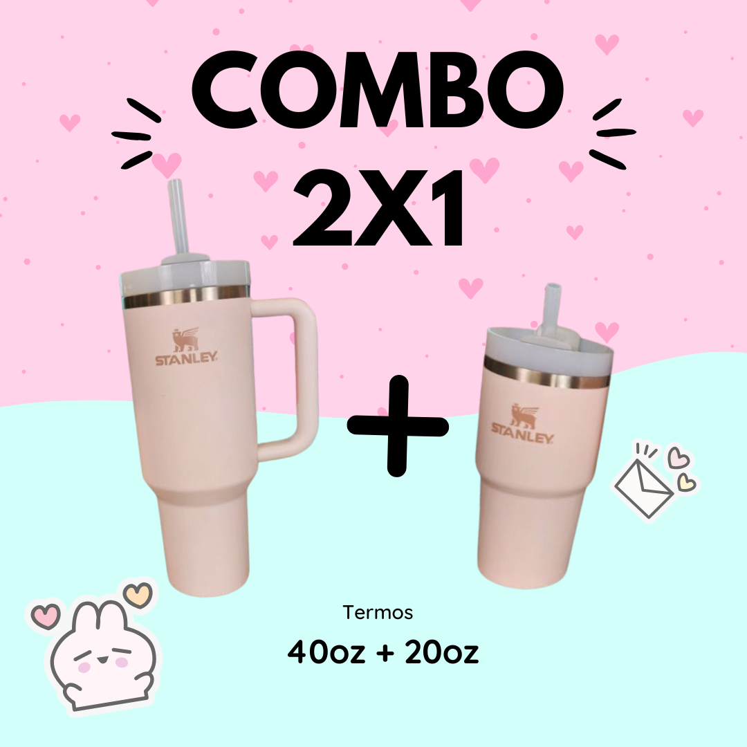 COMBO: DOS TERMOS DE ACERO INOXIDABLE 40 OZ Y 20 OZ / BEBIDAS FRÍAS O CALIENTES