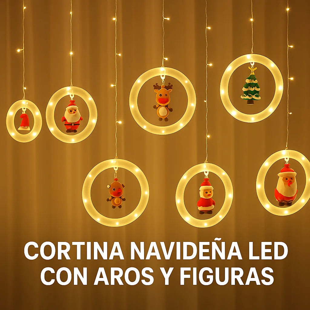Cortina LED Cálida 3M De Aros navideños - Envío gratis! 50% OFF