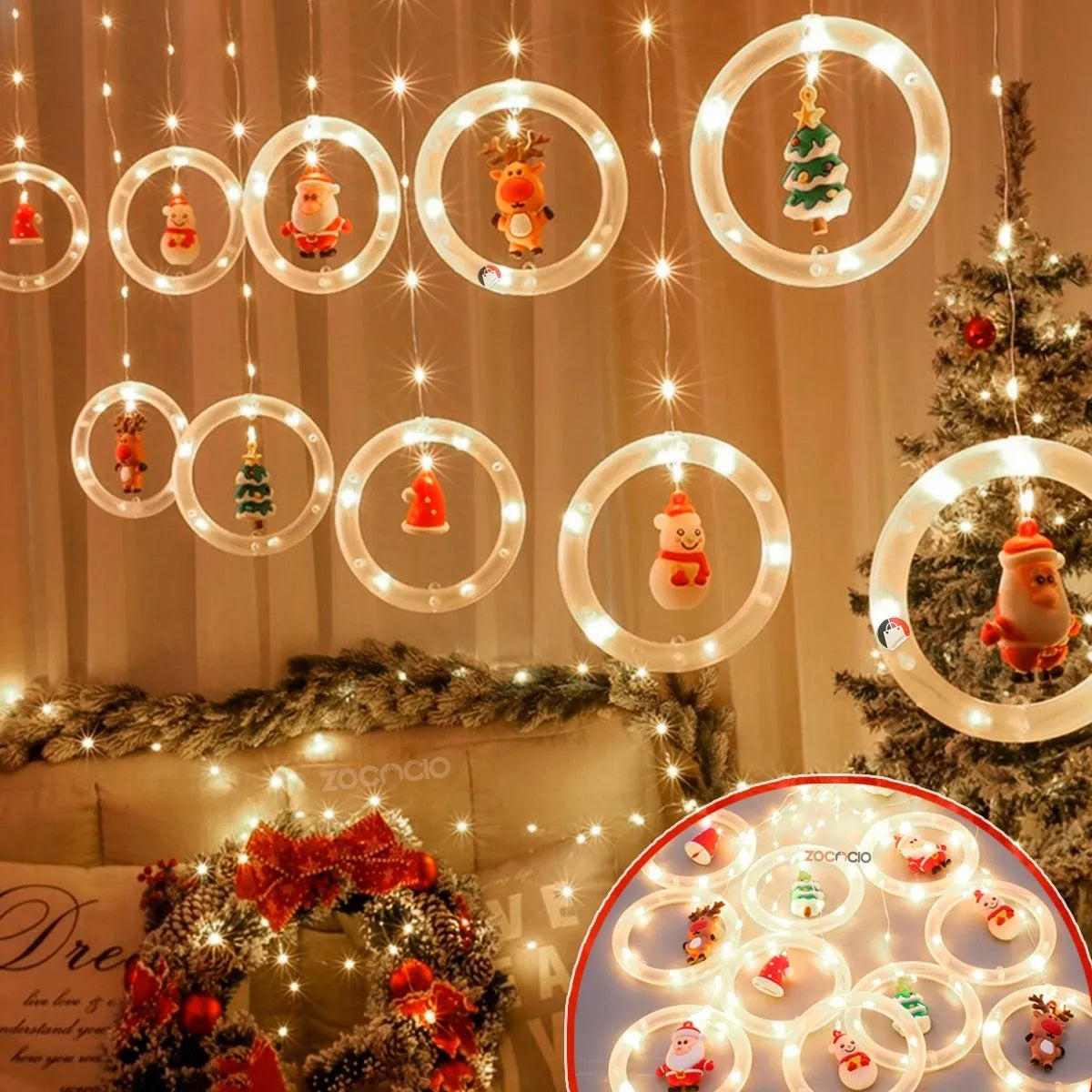 Cortina LED Cálida 3M De Aros navideños - Envío gratis! 50% OFF