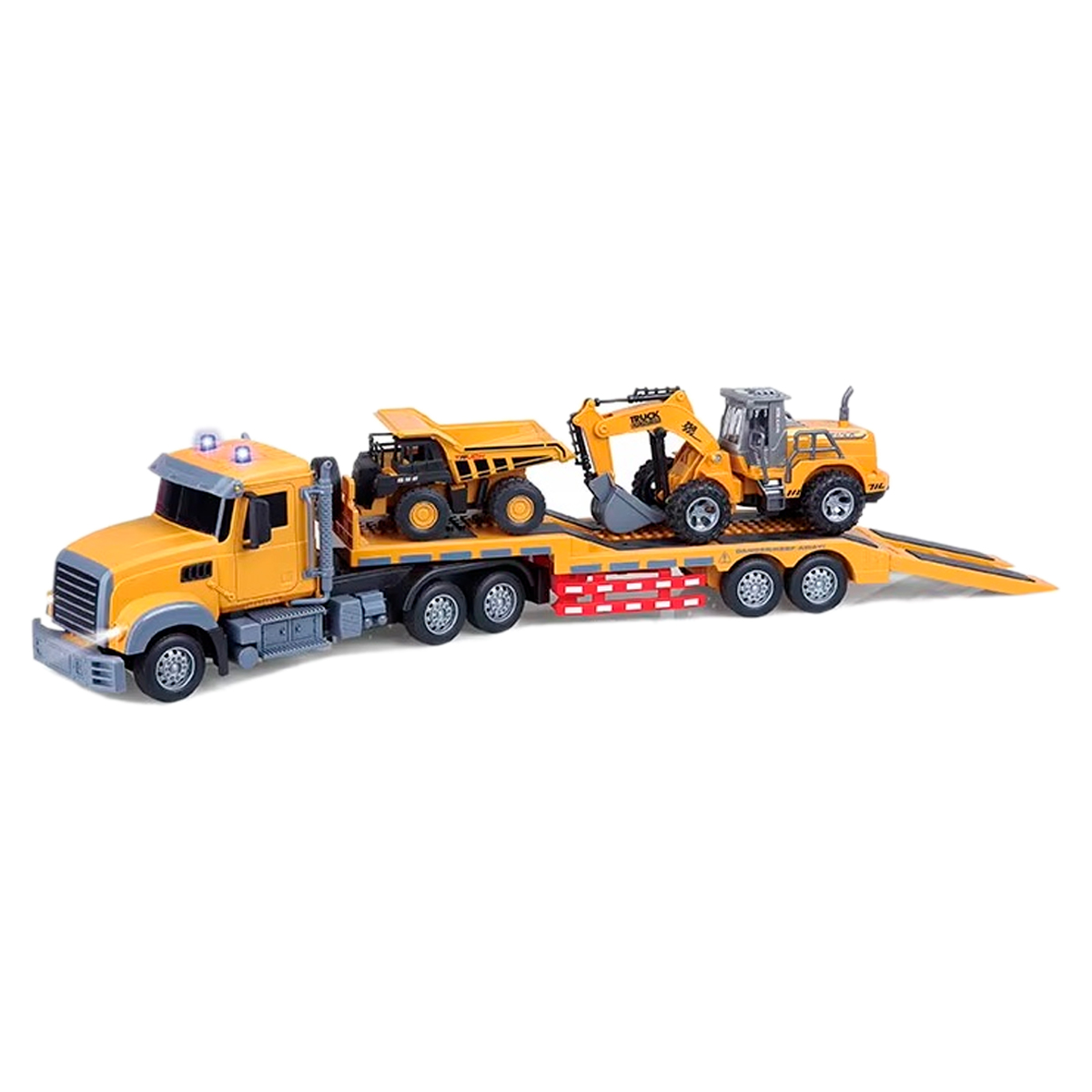 Tractomula Control Remoto + Retroexcavadora + Volqueta - Llantas de goma, sonidos y luces - 50% OFF