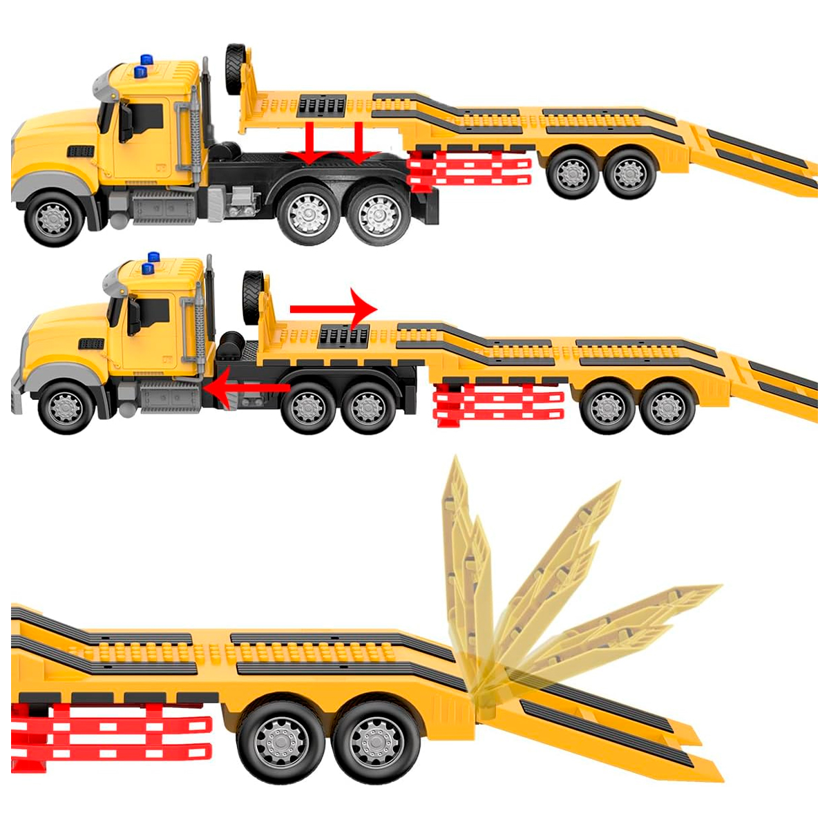 Tractomula Control Remoto + Retroexcavadora + Volqueta - Llantas de goma, sonidos y luces - 50% OFF