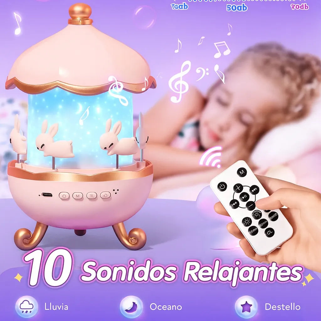 Lámpara Proyector Carrusel 360° con parlante Bluetooth + 15 películas + Control Remoto - 50% OFF