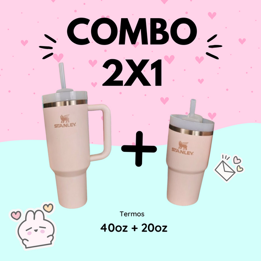 COMBO: DOS TERMOS DE ACERO INOXIDABLE 40 OZ Y 20 OZ / BEBIDAS FRÍAS O CALIENTES