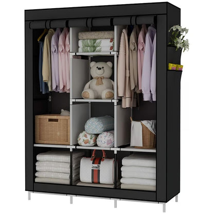 CLOSET ARMABLE 3 PUESTO REFORZADO 1.70M + ZAPATERO DE 6 NIVELES METÁLICO 1.10M GRATIS!