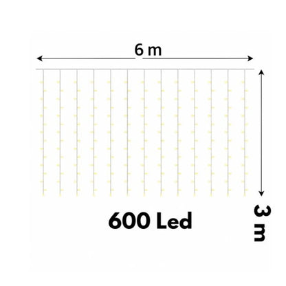 Cortina EFECTO CASCADA LED 6 X 3 METROS - 6 Metros de Ancho, 3 Metros de Caída - Envío Gratis!
