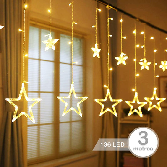 HERMOSA CORTINA DE ESTRELLAS 3 METROS DE ANCHO ✨⭐️ + ENVÍO GRATIS🎁
