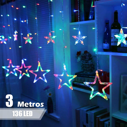 HERMOSA CORTINA DE ESTRELLAS 3 METROS DE ANCHO ✨⭐️ + ENVÍO GRATIS🎁