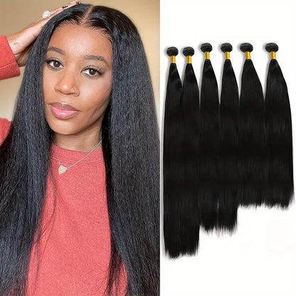 Extensiones brasileñas color NEGRO para ocultar la calvicie - Miden 70cms de largo y trae 7 clips