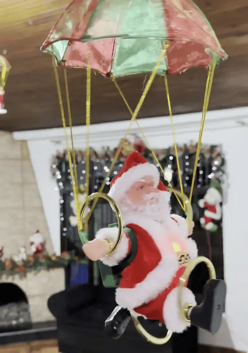Papa Noel Gimnasta 3 Aros, Luces, Sonido y Movimiento - 50% OFF + Envío gratis