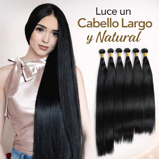 Extensiones brasileñas color NEGRO para ocultar la calvicie - Miden 70cms de largo y trae 7 clips