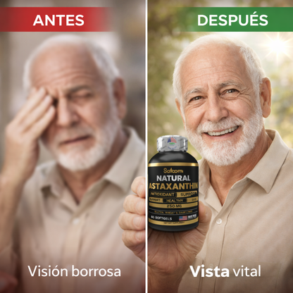 Astaxantina 60 Cápsulas - Mejora la salud Ocular, Revierte el envejecimiento, Recupera tu energía - 50% OFF