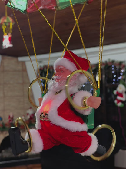 Papa Noel Gimnasta 3 Aros, Luces, Sonido y Movimiento - 50% OFF + Envío gratis