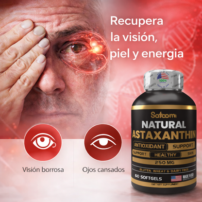 Astaxantina 60 Cápsulas - Mejora la salud Ocular, Revierte el envejecimiento, Recupera tu energía - 50% OFF