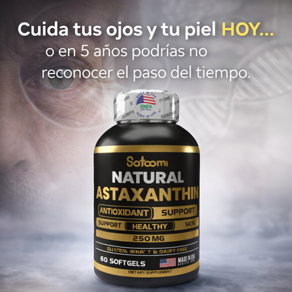 Astaxantina 60 Cápsulas - Mejora la salud Ocular, Revierte el envejecimiento, Recupera tu energía - 50% OFF