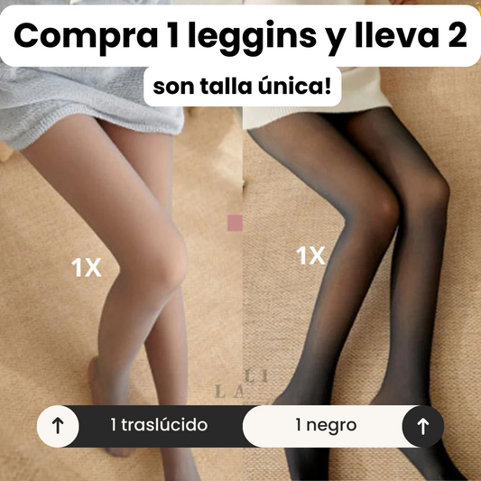 DOS LEGGINS TERMICOS TALLA ÚNICA ✨Paga 1 y lleva 2: 1 negra, 1 traslúcida✨